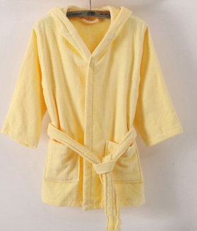 Yellow Bathrobe Children Velour Cotton Robe