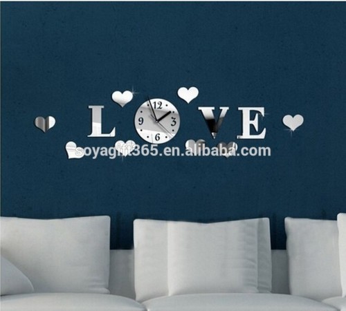 Modern Decal Love Letter DIY Mirror Clock 3D Wall Sticker Art Home Decor