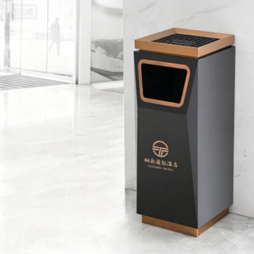 Custom Commercial Lobby Standing Waste Bin With Ashtray For Hotel Reception