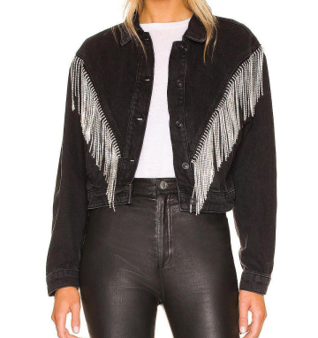 Designer Jackets Rhinestone Fringe Tassel Formal Jean Jacket