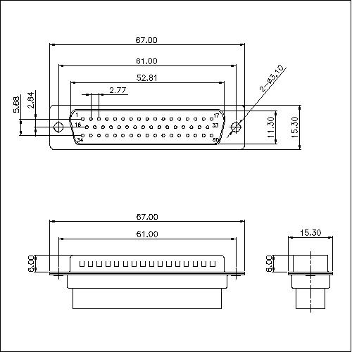 DC02-M50XXXX 50pin Crimp D-sub Male Smooth Hole