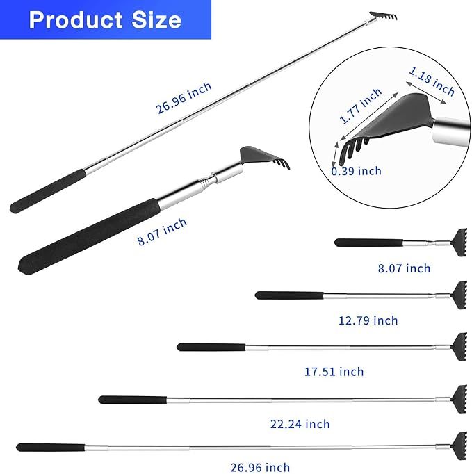2 Pack Stainless Steel Telescopic Back Scrubber