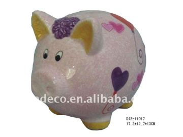 Decorative saving bank porcelain pig