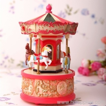 Plastic Exquisite Small Carousel Music Box Carousel Music Box?