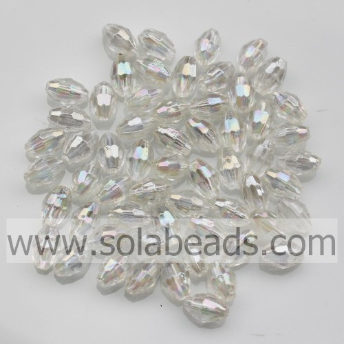 Europäische 4 * 6,5 MM Diamond Bicone Ohrring charmante Perle