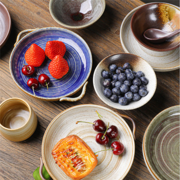 2024 Japanese Plate Pottery Round Shape Dish Wholesale Dinnerware