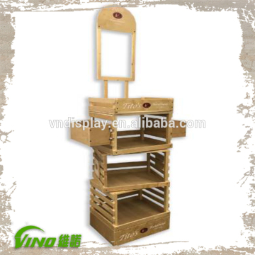 Wood Wine Shelf , Floor Stand Display , Retail Display Rack