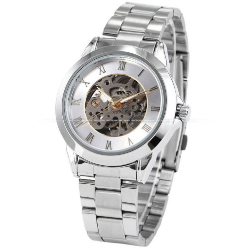 Roman Silver Mens Wrist Watches 41mm , Stainless Steel Wrist Watch