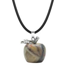 Handmade Craved 20MM Agate Apple Pendant Necklace