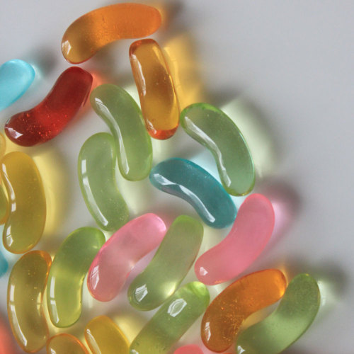 Wholesale Cute Clear Resin 7*19mm Kawaii Colorful Jelly Beans Beautiful Novel Loose Cabochons for Slime Makings Toys