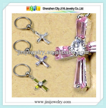 cross dangle captive rings