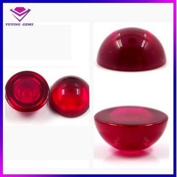 Flat Created Ruby Loose Round Jewelry Corundum Cabochons in Wuzhou