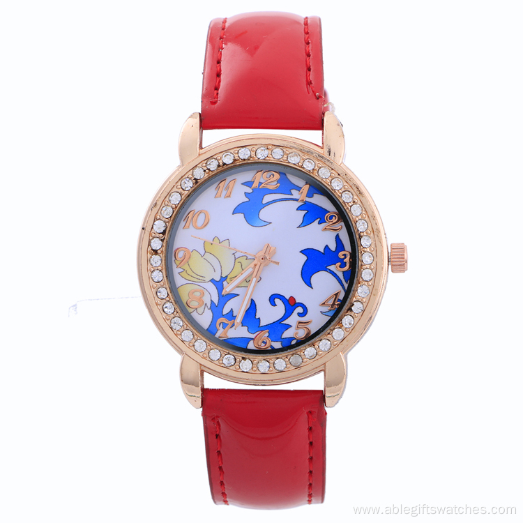 Flower Face Rhinestone Quartz Watch