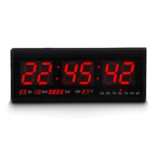 LED Wall Clock with Calendar, Temperature, and Date Display