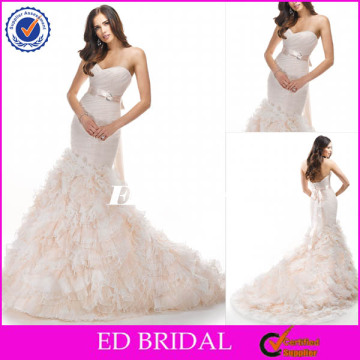 XL355 Detachable Sash Organza Ruffle Skirt Mermaid Wedding Dress 2014