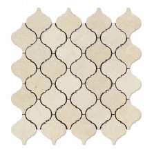 Save Crema Marfil Marble Polished Lantern Arabesque Mosaic Tile