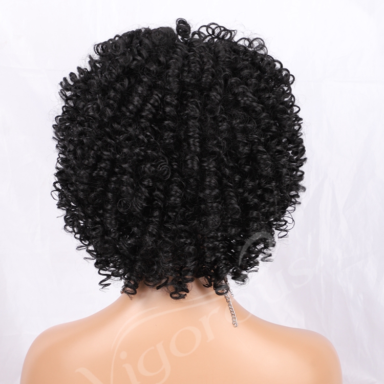 Headwrap Afro Fiber Cheap Wholesale Attached 1B Black Spring Curly Synthetic Hair Headband Wigs For Black Women