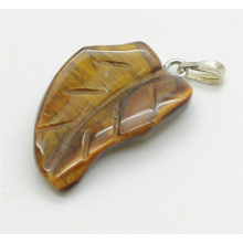 Pendentif oeil de forme de feuille jaune tigre