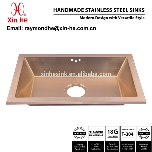 PVD Copper Brass Gold Plated Bathroom Sink, Commercial Stainless Steel Handmade Lavatory Sink