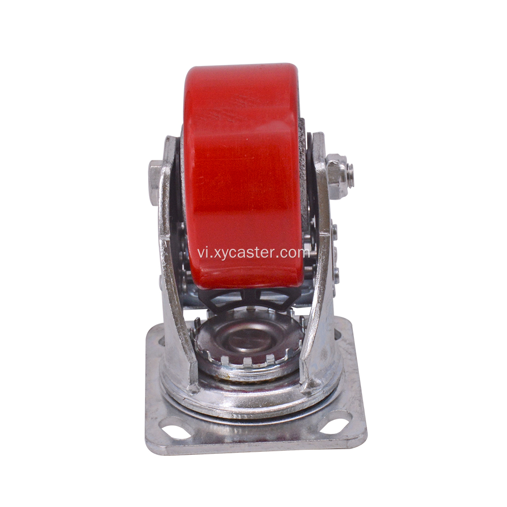 PU 4 inch màu đỏ trên Caster gang