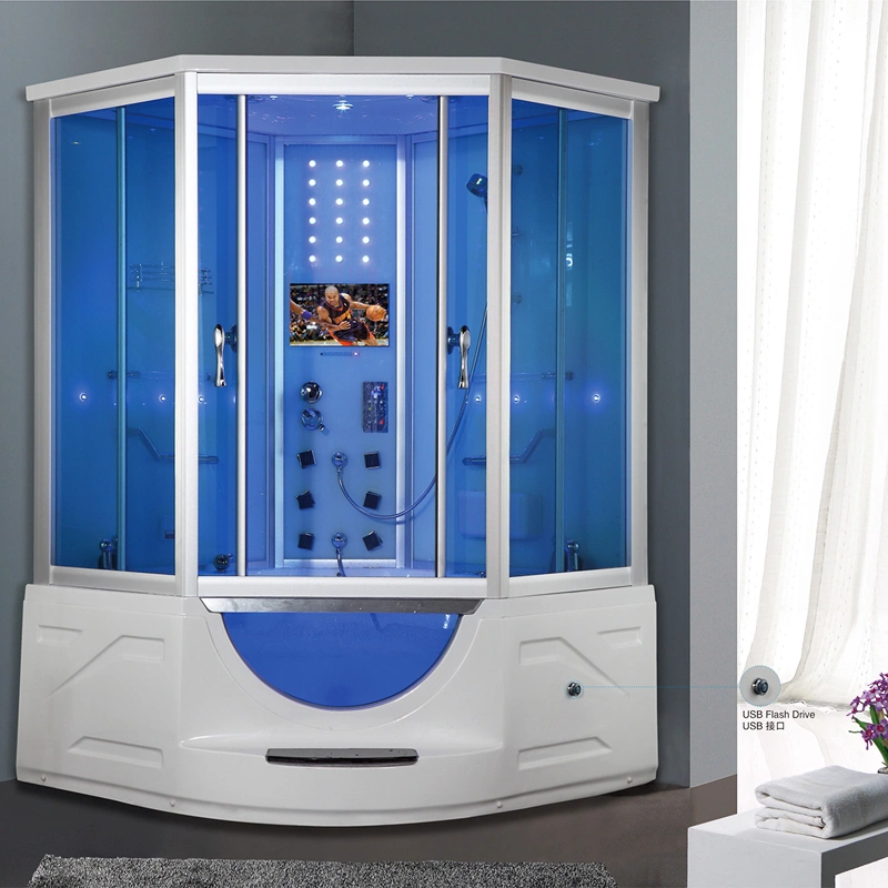 with TV White Black Coffee Acrylic Luxury Steam Shower Cabin