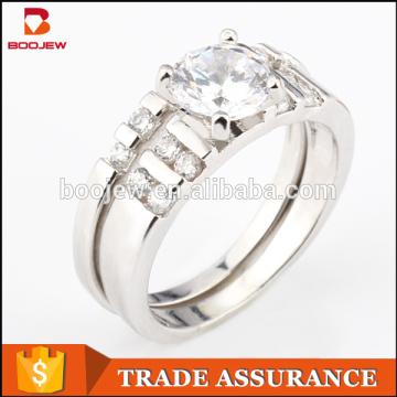 Factory wholesale high quality simple elegant ring set rhodium plated italian silver wedding rings