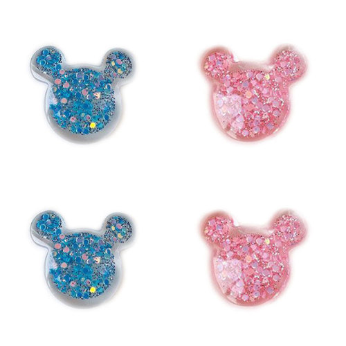 Kawaii Resin Glitter Filled Mouse Head Flatback Cabochon Art Supply Διακόσμηση Charm Craft Κοσμήματα