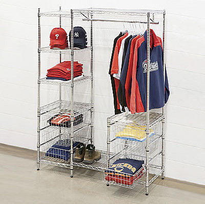 Mall Clothing Display Racks , Metal Garment Storage Shelves