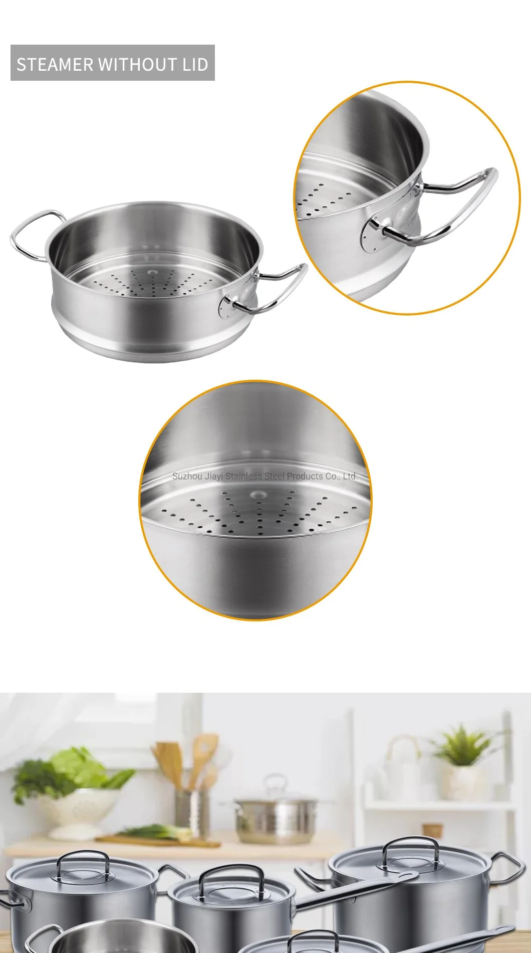 La Chine fabricant de pot de vapeur épais en acier inoxydable Pot à vapeur Pot à vapeur Pots de cuisson universels pour cuisinière à induction