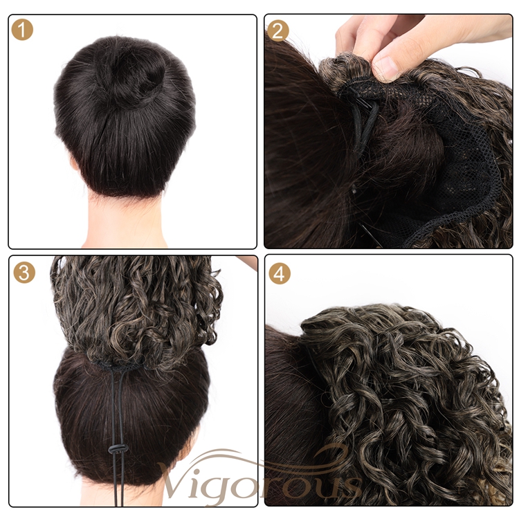 Natural Instant For Black Women Afro Wrap Around Kinky Curly Long Claw Drawstring Synthetic Ponytail Hair Extensions