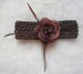 Accessoires pour cheveux coiffe serre-tête, bandeau élastique, plume Rose au Crochet