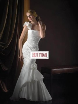 2015 newest white satin one shoulder flower bridal apparel