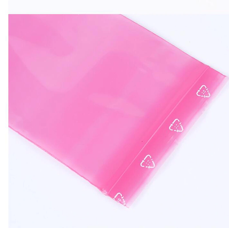 Pink Printed Logo Zipper PE Bags
