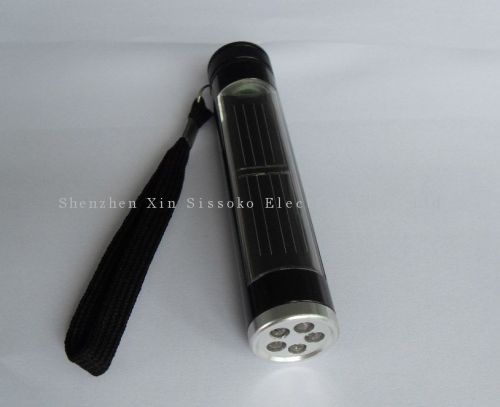 5led Aluninum Solar Powered Led Flashlight With 600mah Rechargeable Batteries