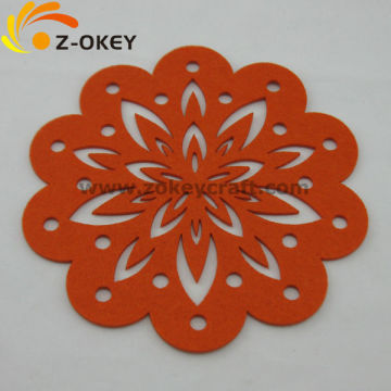 Flower shaped felt doily custom felt coaster