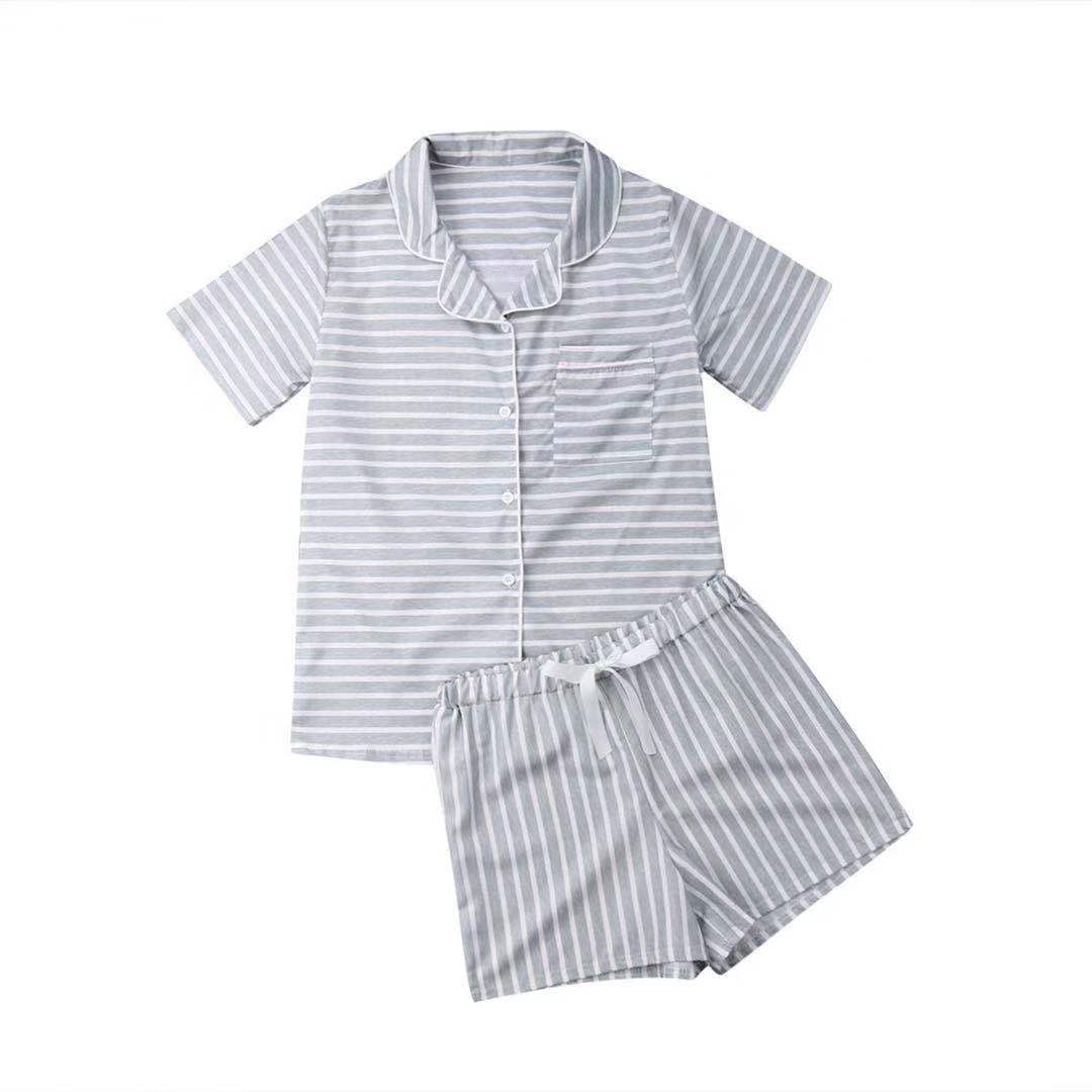 Amazon hot sale summer women sleepwear factory supply newest chiffon short sleeve V-neck pajamas