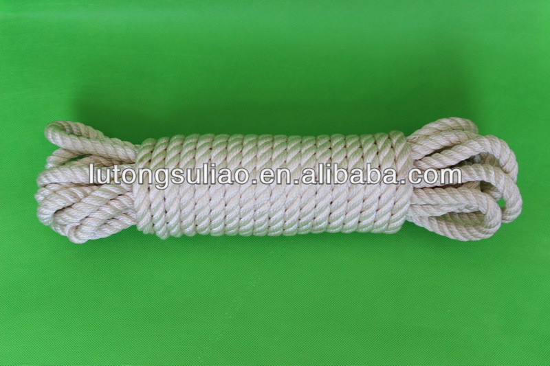 white colour 3 strands twisted PP multifilament Polyester nylon fibre rope used in fishing, boat, mooring