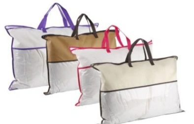 Size Custom Made PVC and Non Woven Home Textile Bags for Pillow and Quilt Packing