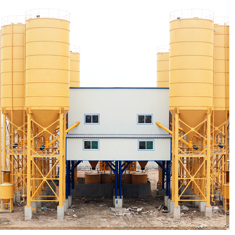 HZS180 fixed type concrete batching plant in Pakistan