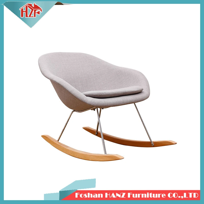 Foshan Supplier Living Room Fabric PU Leather Wooden Plastic Rocking Safe Chair