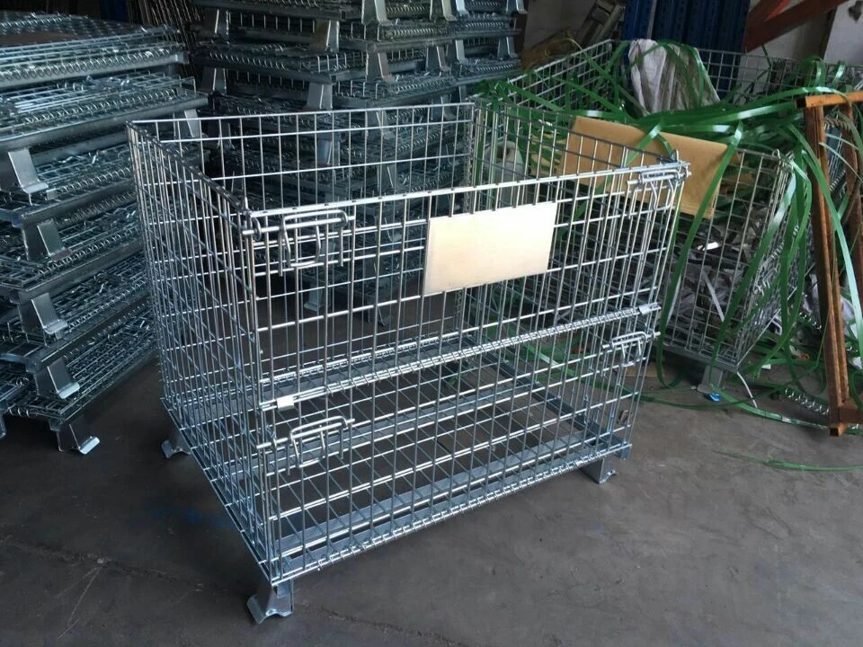 Supermarket Transport Customized Galvanized Storage Welded Collaposible Metal Folding Wire Mesh Cage