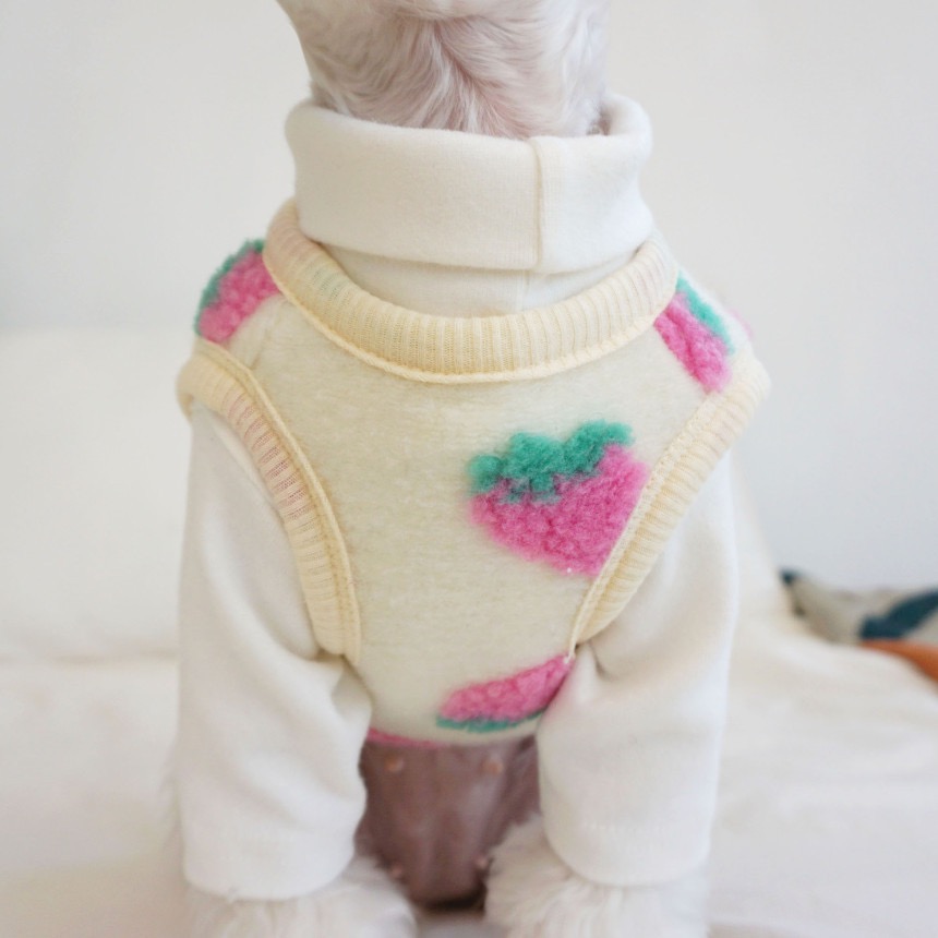 Strawberry printing pet warm and soft Vest Clothes
