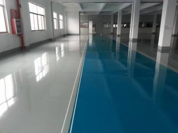 Factory high strength epoxy self-flowing flat paint