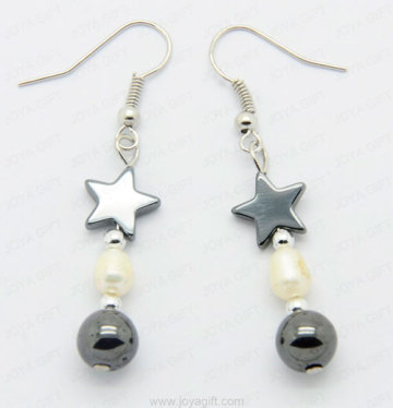 fashion hematite pearl earring