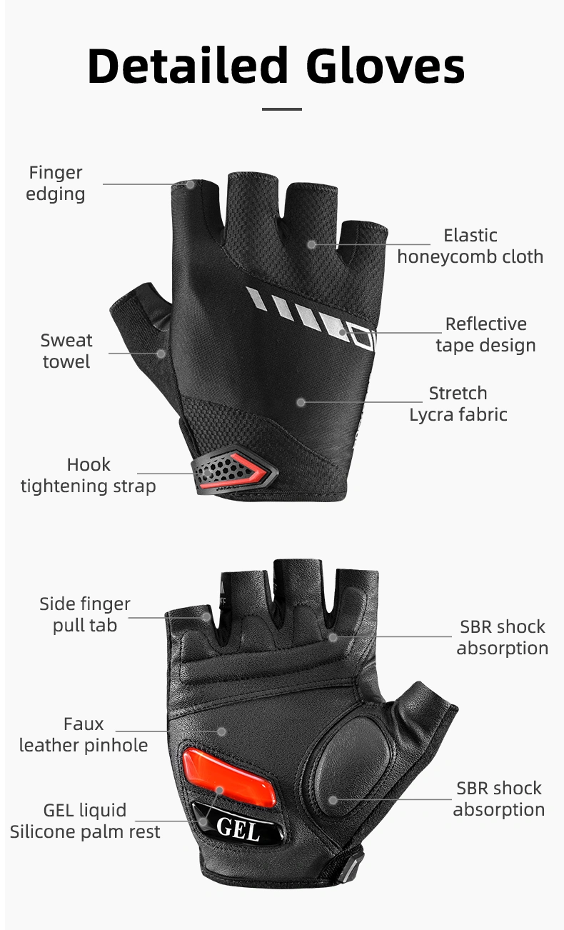 Bike Riding Sports Outdoor Touch Screen Anti Slip Size Adjustable Leather Gloves