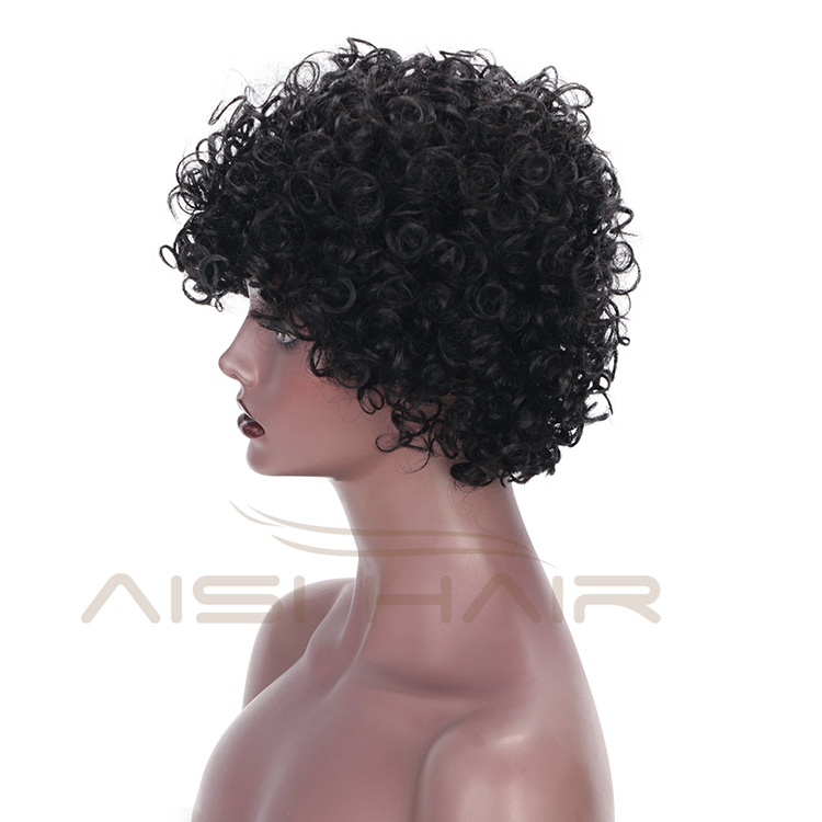 Aisi Hair Short Brazilian Human Hair Wigs Natural Black Machine Made Afro Curly Human Hair Wigs For Black Women