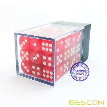 Bescon 12mm 6 dés dégrossis 36 dans la boîte de brique, 12mm six faces meurent (36) bloc de dé, rouge de marbre