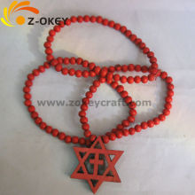 new product Painting star shape wood necklace jewelry