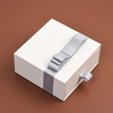 Роскошная ленточная ящика белая ювелирная коробка логотип обычай