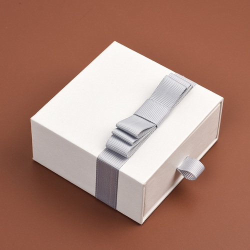 Drawer de fita de luxo Logotipo de caixa de jóias brancas personalizada
